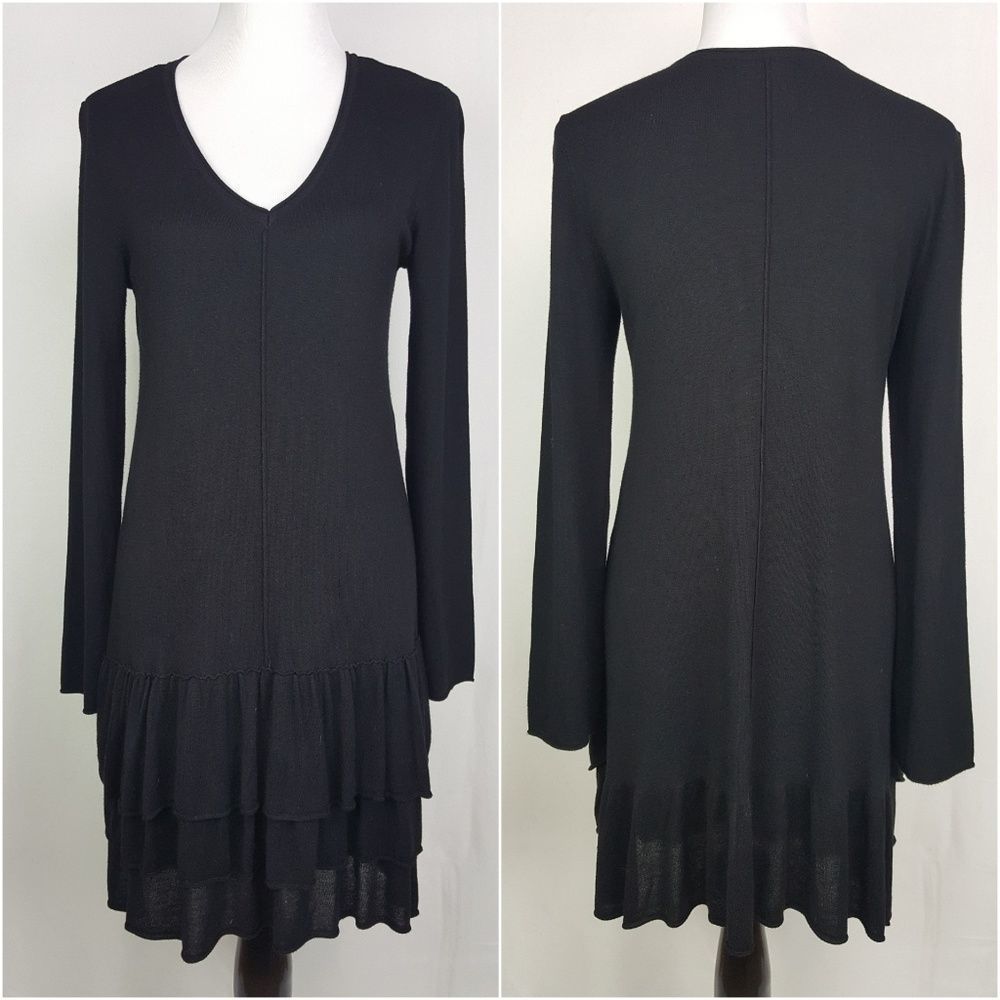 Style & Co Black Knit V-neck Dress